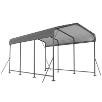 Outsunny 10 x 15FT Metal Carport, Heavy-Duty Carport Canopy with Reinforced Frame & Galvanized Steel Roof, Dark Grey(m-9)