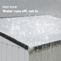 Outsunny 4.3' x 6.3' Outdoor Storage Shed Lean to Shed Outdoor Metal Tool Shed with Lockable Door and Air Vents, White(m-7)