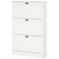 HOMCOM Shoe Cabinet, Narrow Shoe Storage Cabinet with 3 Flip Drawers, Holds 12 Pairs for Entryway, Hallway, White(m-1)