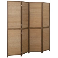 HOMCOM Room Divider, 4 Panel Folding Privacy Screen, 6 FT Tall Hand-Woven Bamboo Wall Partition, Brown(m-11)