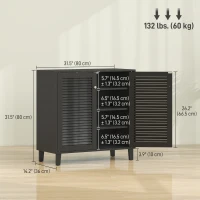 HOMCOM Shoe Cabinet with Adjustable Shelves Shoe Storage Cabinet with 2 Doors for Entryway Hallway Black(m-3)