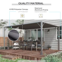 Outsunny 12.8' x 9.7' Outdoor Pergola with Retractable Roof, Aluminium Louvered Pergola Canopy Gazebo for Lawn Garden Patio, Grey(m-5)