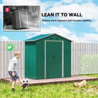 Outsunny 6.5x3.5ft Metal Garden Storage Shed for Outdoor Tool Storage with Double Sliding Doors and Vents, Green(m-9)