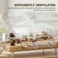 PawHut Hamster Cage with Large Wheel & Hideout, Small Animal Habitat with Accessories, Clear Pet House, 21.5" x 11.8" x 12.6",(m-7)