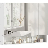 kleankin Wall Mounted Bathroom Medicine Cabinet with Mirror and Adjustable Shelves, White(m-12)