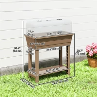 Outsunny 41L Self Watering Raised Garden Bed w/ Ventilation Transparent Lid Greenhouse, Planter Box w/ Storage Shelf, Brown(m-3)