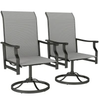 Outsunny Patio Swivel Chair Set of 2, Swivel Rocker Outdoor Chairs with High Back, for Lawn Garden Backyard Deck, Light Grey(m-9)
