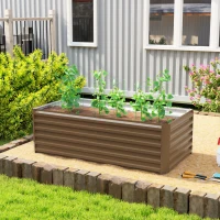 Outsunny 6' x 3' x 2' Raised Garden Bed, Galvanized Planter Box for Growing Flowers, Herbs and Vegetables, Brown(m-1)