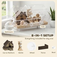 PawHut 8 in 1 Hamster Cage with All Accessories for Dwarf Hamster, 21.5" x 11.8" x 12.6"(m-4)