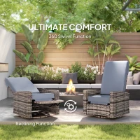Outsunny Outdoor Rattan Wicker Lounge Chair with Footrest & Soft Cushion for Patio, Garden, Backyard, Grey(m-5)