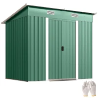 Outsunny 7'x 4' Metal Patio Storage Shed Garden Lockable Shed Tool Utility Storage Unit, Green(m-9)