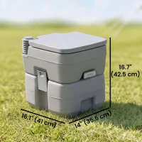 Outsunny Portable Toilet for Adults, Travel Toilet with 2 Detachable Tanks, Camping Toilet for Trips, 5.3 Gallon (20L), Grey(m-3)