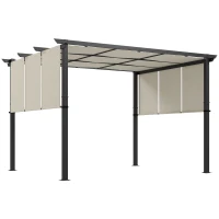 Outsunny 10' x 12' Metal Pergola, Outdoor Pergola with Retractable Canopy, for Garden, Patio, Backyard, Deck(m-9)