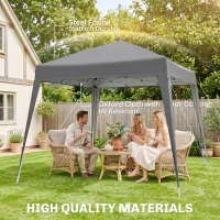 Outsunny 8' x 8' Pop Up Canopy, Outdoor Folding Tent, Portable Party Tent with Carrying Bag for Camping, Party, Picnic, Grey(m-4)