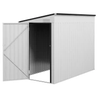 Outsunny 4' x 8' Outdoor Storage Shed Lean to Shed Outdoor Metal Tool Shed with Lockable Door and Air Vents, White(m-2)
