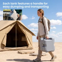 Outsunny Portable Toilet for Adults, Travel Toilet with 2 Detachable Tanks, Camping Toilet for Trips, 5.3 Gallon (20L), Grey(m-6)
