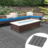 Outsunny 9 Pcs PP Interlocking Composite Deck Tile, 12" x 12" Outdoor Flooring Tiles for Indoor and Outdoor Use, Tools Free Assembly, Dark Grey(m-1)