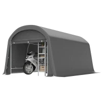 Outsunny 10' x 15' Portable Shed, Outdoor Storage Shed Tent with Roll-Up Zipper Door for Patio Garden Garage, Dark Grey(m-9)