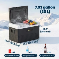 Outsunny 12 Volt Car Refrigerator, 32QT Car Fridge Electric Cooler, 12/24V DC and 100-240V AC, -4-68 ℉, Portable Refrigerator(m-3)