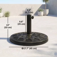 Outsunny Resin Round Patio Umbrella Stand Base Coated Pole Market Garden Umbrella Holder Parasol Holder Bronze(m-3)