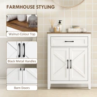 HOMCOM Farmhouse Bathroom Storage Cabinet, Bathroom Cabinet with Barn Doors and Adjustable Shelf, White(m-5)