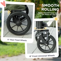 PawHut Foldable Pet Stroller for Medium Dogs with Four Big Wheels, Shock-Absorbing Frame, Safety Leashes, Brakes, Dark Green(m-7)