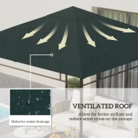 Outsunny 10' x 10' Square Gazebo Canopy Replacement UV Protected Top Cover Sun Shade Charcoal Green(m-4)