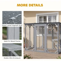 PawHut 44.1" H Cat Cage, Indoor Outdoor Wooden Enclosure Pet House, Small Animal Cage Hutch, Suitable for Rabbit, Dogs, Kitten, Crate Kennel with Waterproof Roof, Multi-Level Platforms, Lock, Grey(m-5)