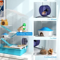 PawHut Large Hamster Cage, 5-Tier Small Animal House and Habitats for Gerbil Mice, Light Blue(m-5)