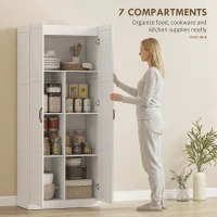 HOMCOM Farmhouse Pantry Cabinet, 71" Tall Kitchen Pantry Storage Cabinet with Soft-Close Hinges, Adjustable Shelves, White(m-4)