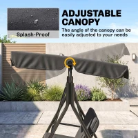 Outsunny 3-Seater Outdoor Porch Swing with Adjustable Canopy, Patio Swing Chair for Garden, Poolside, Backyard, Black(m-4)