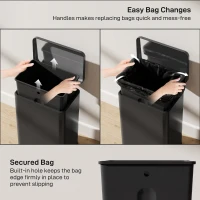 HOMCOM Garbage Bin, Soft-Close Trash Can with Foot Pedal, 5 Gallon (20 L) Garbage Can with Removable Inner Bucket, Matte Black(m-7)