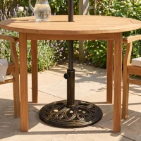 Outsunny 25lbs Cast Iron Round Patio Umbrella Base Stand, Umbrella Holder for Outdoor, Patio, Garden, Deck and Beach, Fit Dia. 1.5", 2" Pole, Bronze(m-7)