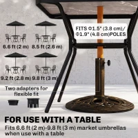 Outsunny 25lbs Cast Iron Round Patio Umbrella Base Stand, Umbrella Holder for Outdoor, Patio, Garden, Deck and Beach, Fit Dia. 1.5", 2" Pole, Bronze(m-4)