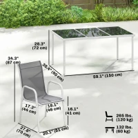 Outsunny 7 Piece Garden Dining Set, Garden Furniture Set with Rectangle Table and 6 Stackable Chairs(m-3)