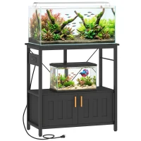 PawHut 20-29 Gallon Fish Tank Stand Aquarium Stand 330 LBS Capacity for Home, Office, 30.7" x 15.7" x 31.9", Black(m-13)