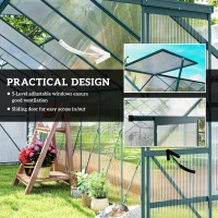 Outsunny Aluminum Greenhouse Polycarbonate Walk-in Garden Greenhouse Kit with Rain Gutter and Sliding Door, 20' x 8', Green(m-5)