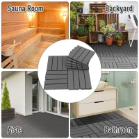 Outsunny 9 Pcs PP Interlocking Composite Deck Tile, 12" x 12" Outdoor Flooring Tiles for Indoor and Outdoor Use, Tools Free Assembly, Dark Grey(m-7)