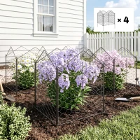 Outsunny 4 Pack Garden Cloches for Plants, 12" x 14" Metal Crop Cage Set, Plant Cages to Keep Animals Out, Black(m-8)