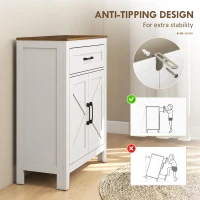 HOMCOM Farmhouse Bathroom Storage Cabinet, Bathroom Cabinet with Barn Doors and Adjustable Shelf, White(m-7)