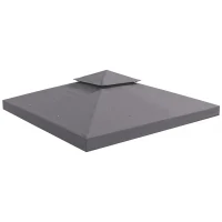Outsunny 10' x 10' Square 2-Tier Gazebo Canopy Replacement Top Cover Outdoor Garden Sun Shade, Replacement Top Only, Dark Grey(m-10)