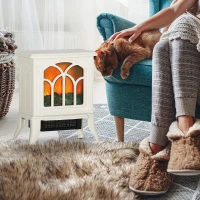 HOMCOM Electric Fireplace Heater, Freestanding Fireplace Stove with Realistic Flame, Overheat Protection, 750W/1500W, Beige(m-8)