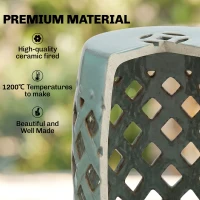 Outsunny 12.4" x 17.9" Ceramic Garden Stool with Woven Lattice Design, Indoor & Outdoor Decorative Accent Stool, Blue(m-4)
