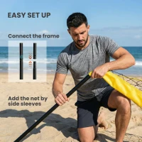 Soozier 31ft Portable Volleyball Net Set with Adjustable Height Steel Poles, Volleyball, Boundary Line and Carrying Bag(m-5)