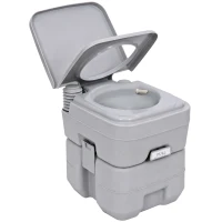 Outsunny Portable Toilet for Adults, Travel Toilet with 2 Detachable Tanks, Camping Toilet for Trips, 5.3 Gallon (20L), Grey(m-13)