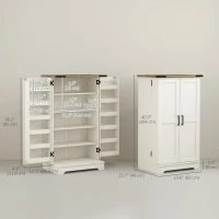 HOMCOM Farmhouse Kitchen Pantry Storage Cabinet, Kitchen Pantry Cabinet with Doors and Adjustable Shelves, Cream White(m-3)
