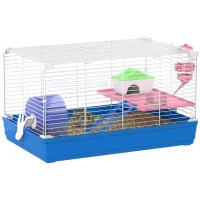 PawHut 18.5" Hamster Cage with Exercise Wheel and Water Bottle Dish, Rat House and Habitats 2 Storey Design(m-9)