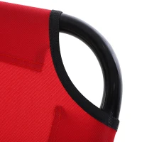 Outsunny Outdoor Folding Lounge Chair, Steel Tanning Chair with Reclining Back, Breathable Mesh for Beach, Yard, Patio, Red(m-9)