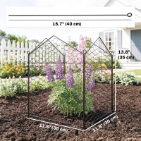 Outsunny 4 Pack Garden Cloches for Plants, 12" x 14" Metal Crop Cage, Plant Cages to Keep Animals Out, Black(m-3)