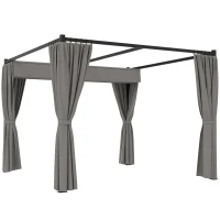 Outsunny 10' x 10' Retractable Pergola Canopy with Sidewalls, Metal Outdoor Gazebo Sun Shade Shelter, Light Grey(m-9)